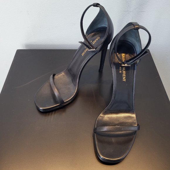 Yves Saint Laurent "Jane 105" black leather sandals - Picture 6 of 8